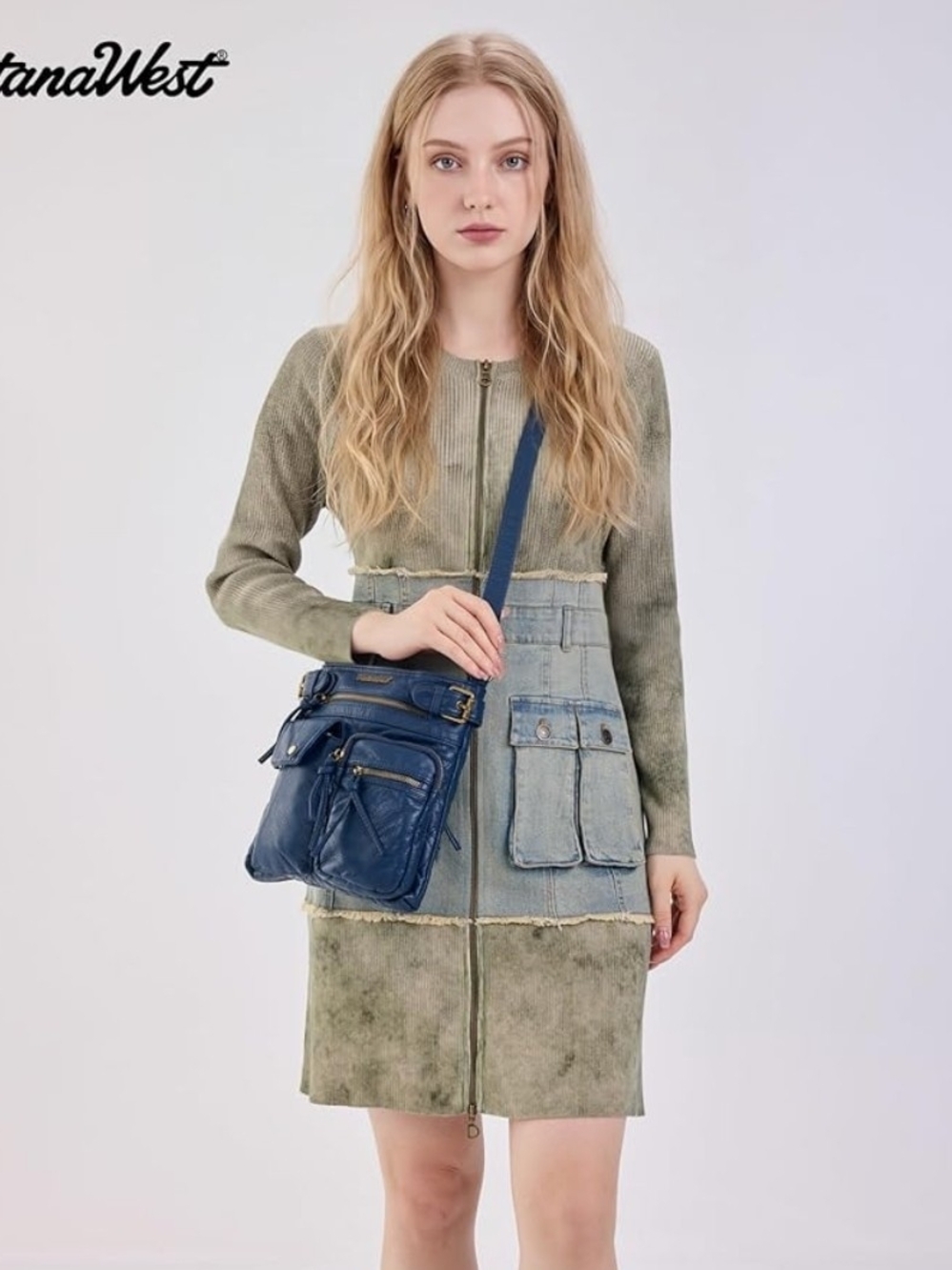 Montana West Crossbody Bag for Women Soft Washed Leather Multi Pocket crossbody